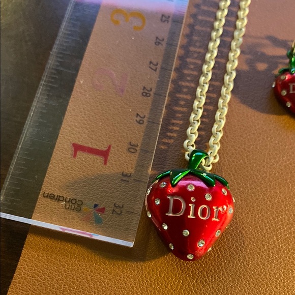 Dior Red Strawberry Necklace and Earrings Set - Picture 9 of 11
